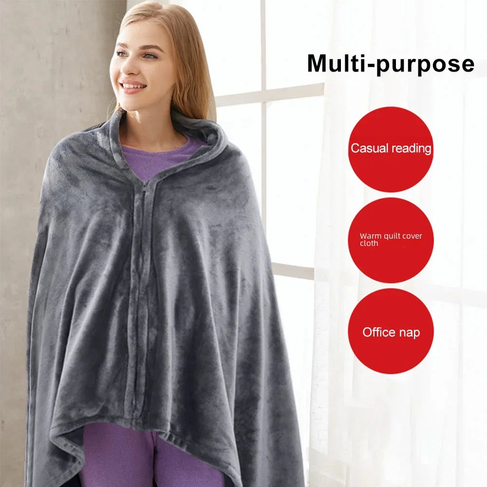 3 Heat Controller Coral Flannel Warm Shawl Winter Heated Blanket Cape Heating Lap Blanket Electric Heating Blanket 80*150Cm