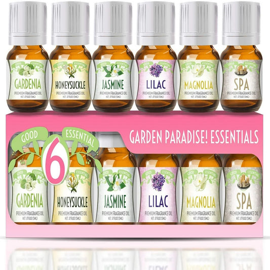 Essential Oil Set from  - Gardenia, Honeysuckle, Jasmine, Lilac, Magnolia, Spa Oil: Candles, Soaps, Perfume, Diffuser, Home Care, Aromatherapy 6-Pack