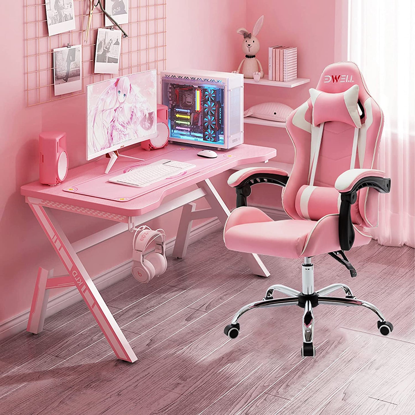 Pink Gaming Chair Ergonomic Computer Chair,Gamer Chair Pink Office Chair Gaming Massage Chair