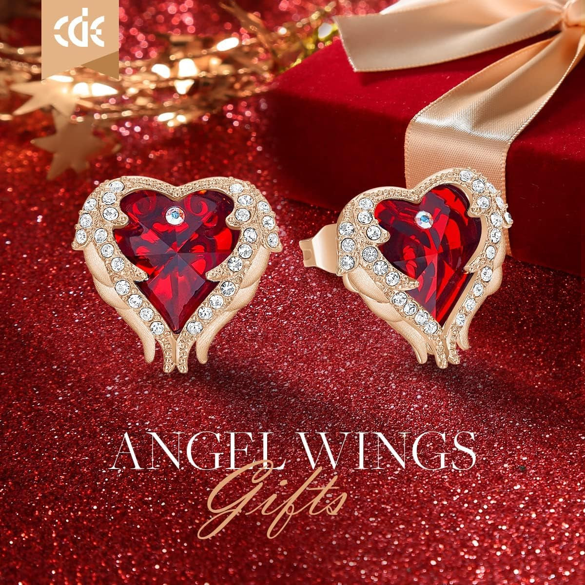 Angel Wing Earrings for Women Love Heart Stud Earring for Mom Rhodium Plated Christmas Mother'S Day Valentine'S Day Jewelry Gifts for Women Wife Moms Girl for Any Occasion