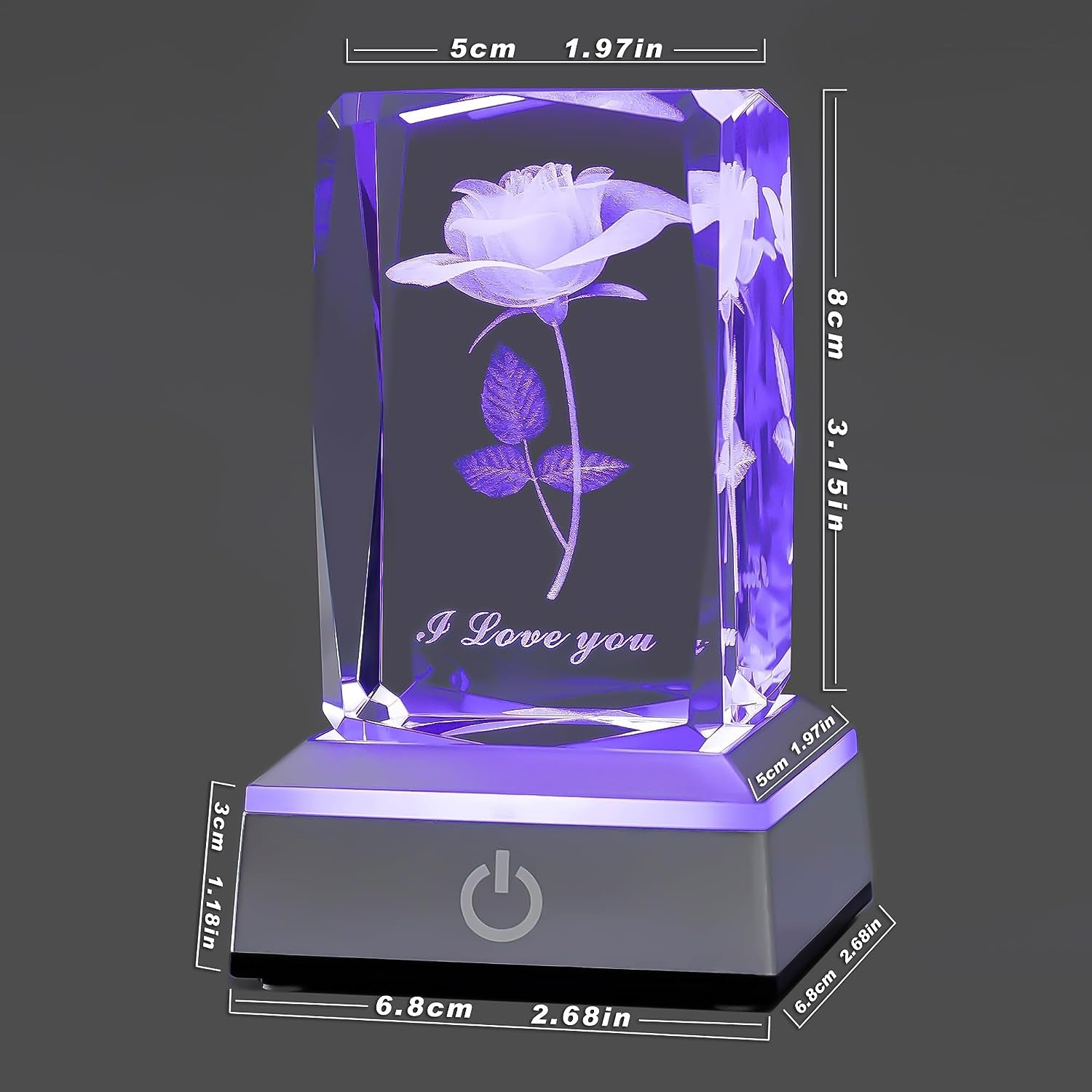 3D Rose Crystal Multicolor Nightlight - I Love You Decolamp - Perfect Valentines Day Gift Ideas for Her My Girlfriend Wife Mom - Unique Anniversary Birthday Presents
